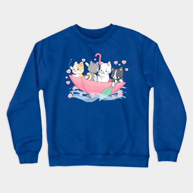 Cats Sailing In a Parachute Crewneck Sweatshirt by BlackRose Store